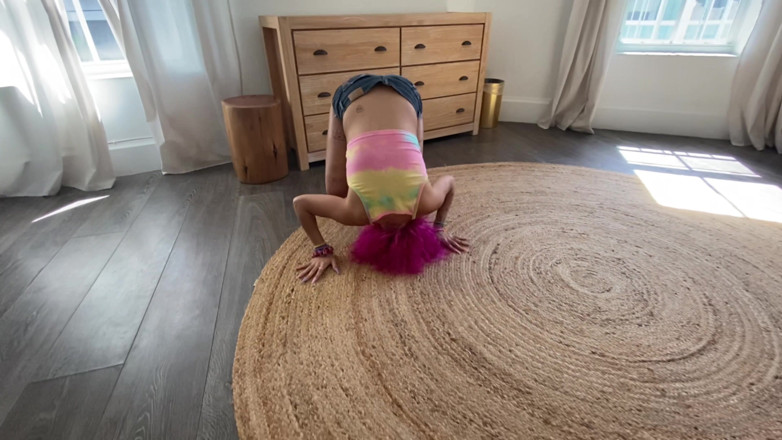 Nali Marie: Rolling in Circles Wearing Jean Shorts Barefoot Petite Bimbo