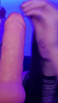 Closeup Trans Dildo Ride with Mood Lighting