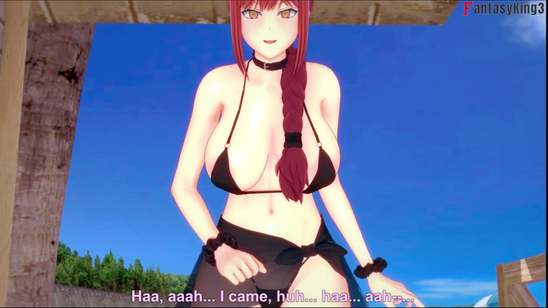 Fantasy king: Makima lagi asik nyepong kontol di pantai - chainsaw man