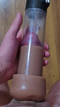 Just a Moment After an Intense Orgasm! a Penis Vacuum Pump Full of Sperm!
