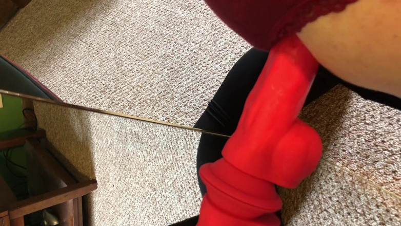 Plugged Data Pup: Sissy fucks herself hard in the mirror