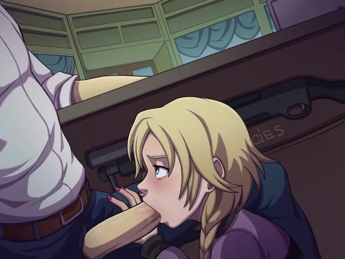 LoveSkySan69: Witch Hunter - bahagian 7 adegan - blowjob pustakawan jalang di bawah meja...