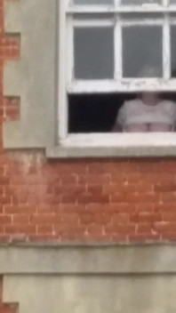 Tits in Hotel Window Very Public Julie Cunningham Flashing Huge Natural 38F Tits