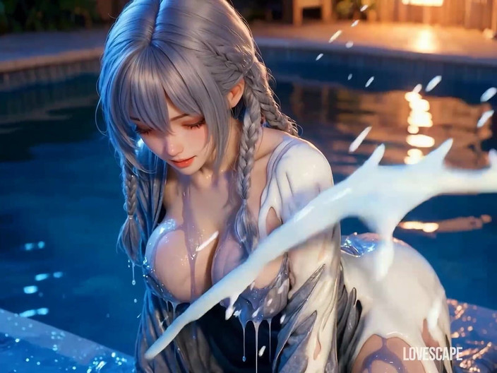 Lovescape: ミルクボムシャワーが彼女を興奮させる