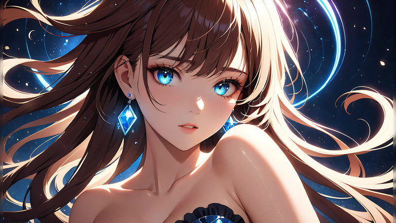 LustRender: प्रकाश की चक्कर: एक सुंदर युवा महिला अपने बालों को एक तरफ ब्रश कर रही है