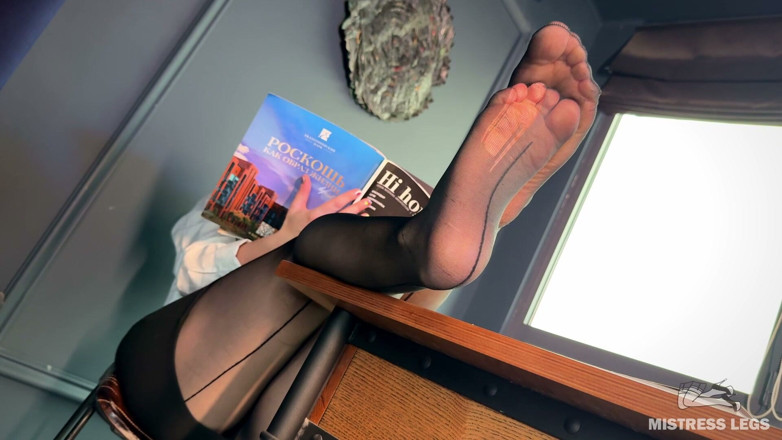 Mistress Legs: Boss Lady Ignores You While Her Torn Nylons Rest on...