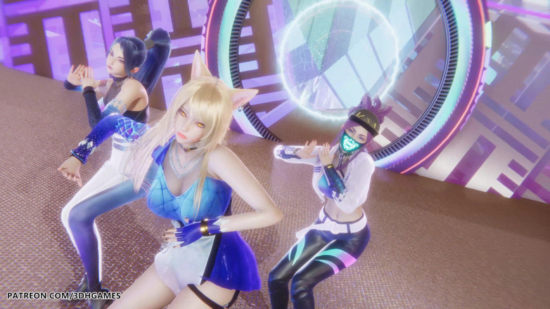 3D-Hentai Games: MMD Kpop Demon Hunters - Huntrx - Golden Ahri Akali Kaisa, strip-tease...
