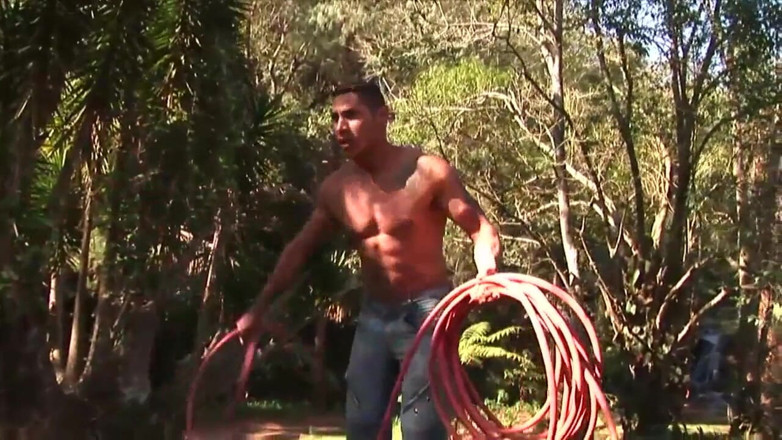 SEXUAL SIN GAY: Brazilian gay fucks his muscle gardener in the middle of...