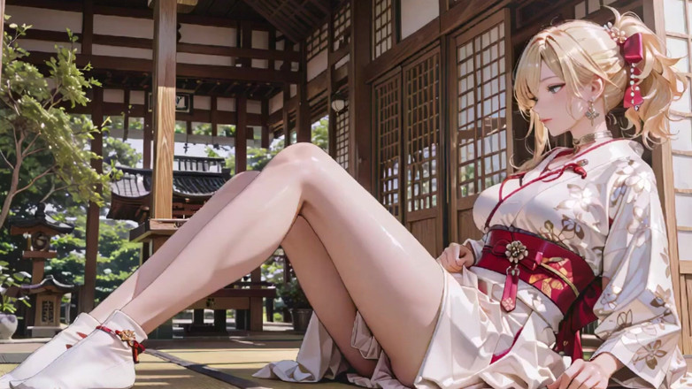 Seraphina Vale: Blonde Kimono Girl's Shrine Secret! Kneeling Under the Torii Gate...