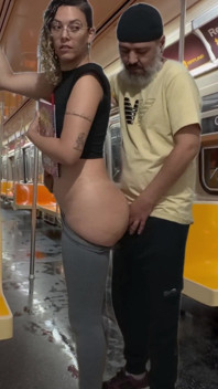 Student Girl Gets Cum on New York Subway Train.