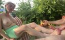 Foot Girls: Outdoor Foot Jerking with Blowjob by Blond MILF