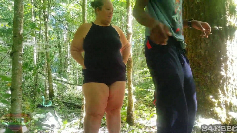 24KBBC: BBW neighbor and I have some fun in the woods