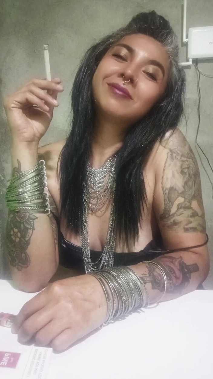Casia Castro: Elegant Topless Smoke Session - Jewelry, Leather &amp; Creamy Finish