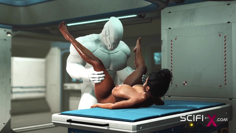 SciFi-X: Una joven y sexy tetona de ébano tiene sexo anal duro...