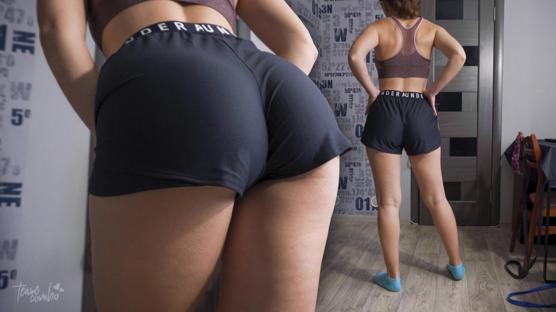 Teasecombo 4K: PAWG MILF škádlí její zadek ve sportovních Under Armor Kraťasy