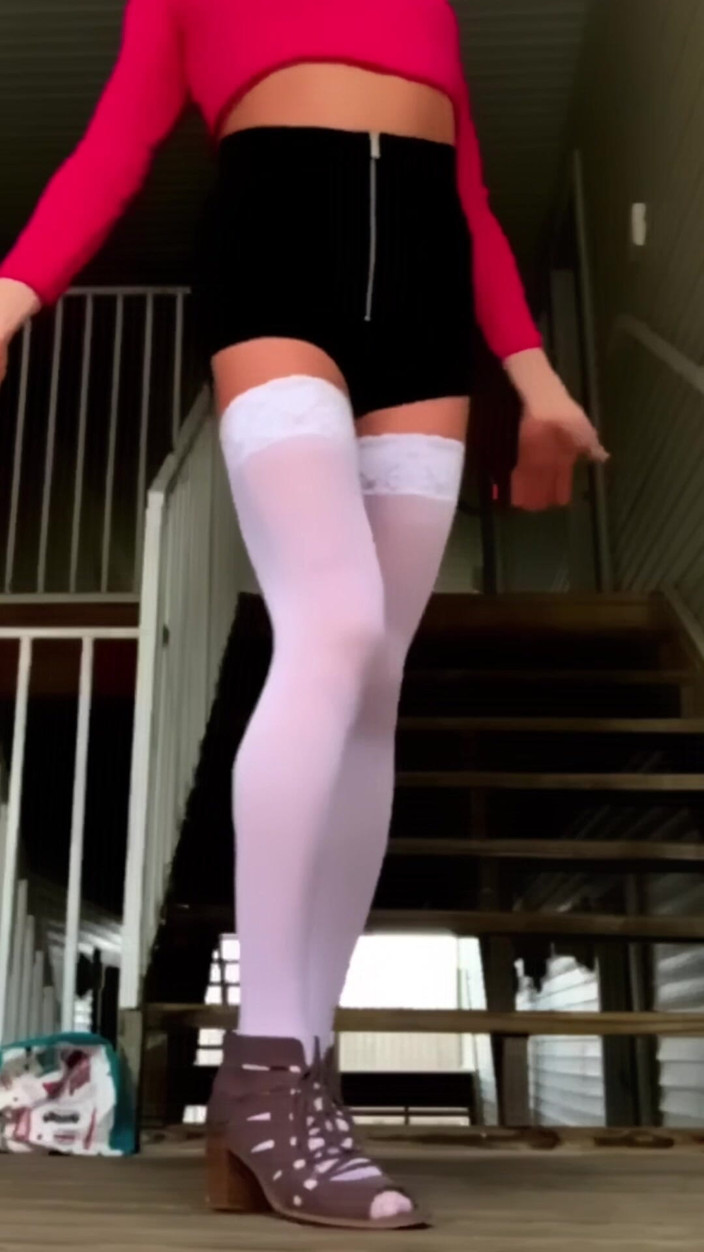 CindieLove: Slutty Public Sissy Outside in High Heels and Thigh Highs