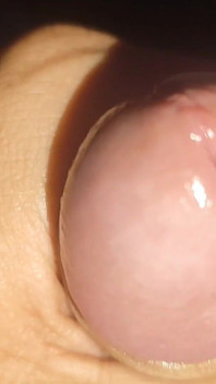 Creamy Pre-cum Slowly Sliding Down the Hole.