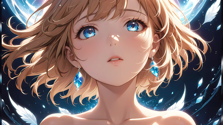 LustRender: Ätherischer Aufstieg: eine schöne junge frau, gewickelt in himmelstiallicht