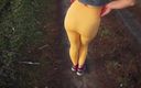 Teasecombo 4K: MILF Amateur in Tight Pants Teases Leggings Ass in Nature