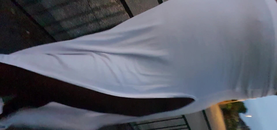 Lingeriemanx69: White dress and street walk