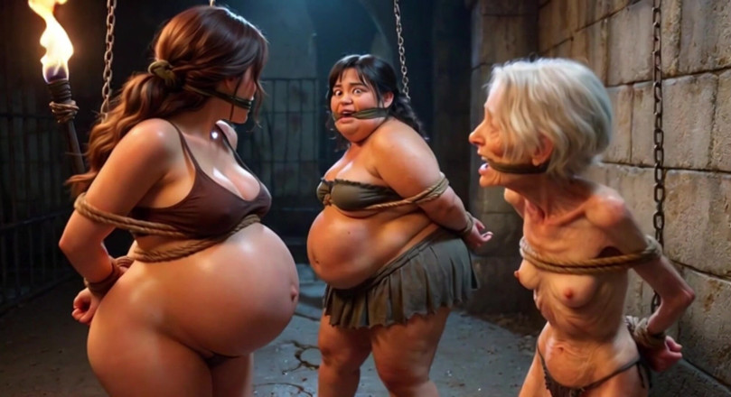 YOUR BEST FANTASY: Trio debole: incinta, SSBBW e nonna legata in una cella...