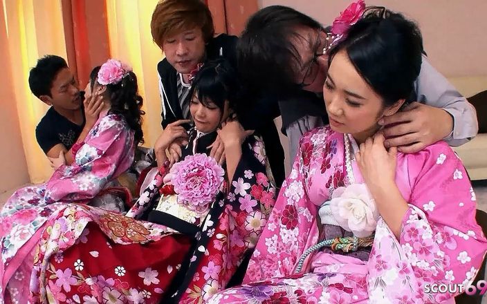 Full porn collection: Rare Japanese Orgy with Three Cute JAV Teens with Hairy...