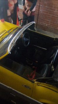 Behind the scenes vintage car