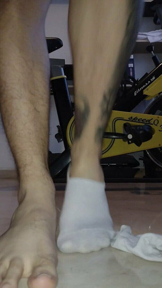 Tomas Styl: He does exercise in socks ( Big feet for worship)