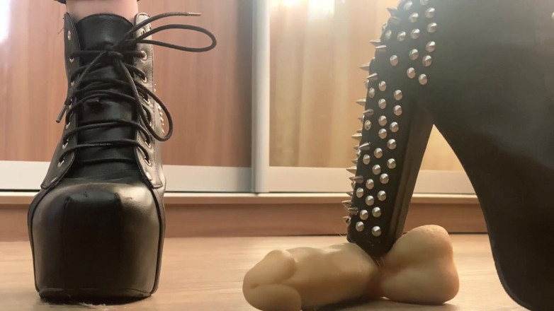 Hairypussyangel: mistress goddes cock balls punishment heels leather metal shoes