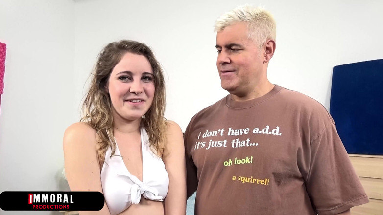 Immoral Productions: Kinsley Eden, 19-year-old Super Freak Swallows Sperm at Her Casting - Immoral...