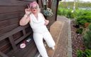 PureVicky66: Smoking Granny Massaging Her Breasts Outdoors