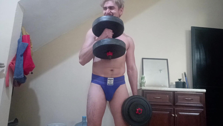 Tabasco Jake: Handsome White Latino Working Out in Jockstrap