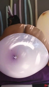 Bunny Rides and Pop Massive Marbled Balloons - Bunny Looner
