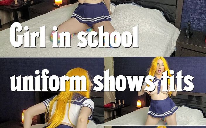 Lissa Ross: Girl in college uniform shows tits