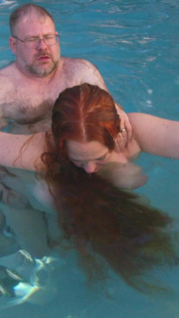 Underwater Outdoor Pool Sex with Long Hair Redhead Rapunzel MILF