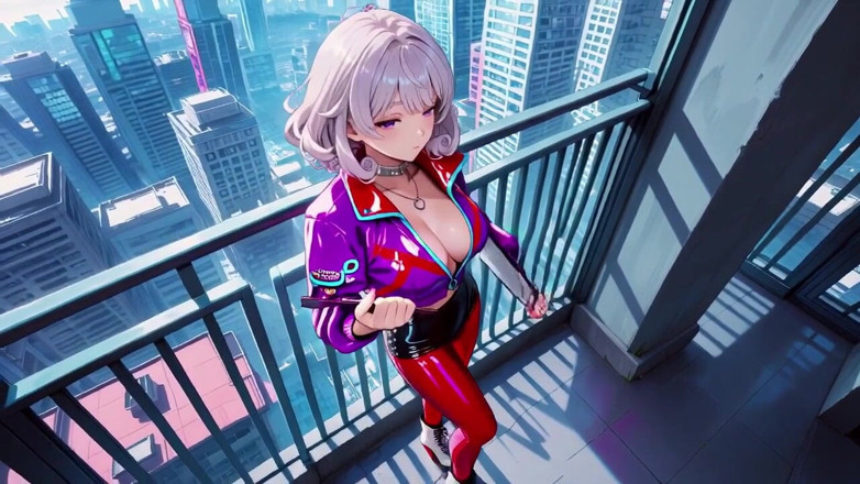 Tay Swift X: Teasing in a Purple Bodysuit on the Skyscraper Balcony, Pulling...
