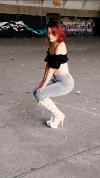 Walking and Teasing in My White Boots - Parts 1 and 2