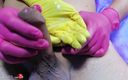 Virgin Lux: New beauty treatment - 4 hands handjob with latex gloves - man cumshot...