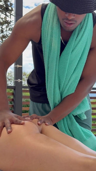 Huge Breasted Latina Brunette Can't Resist Fucking Big Black Cock Guy by the Pool.