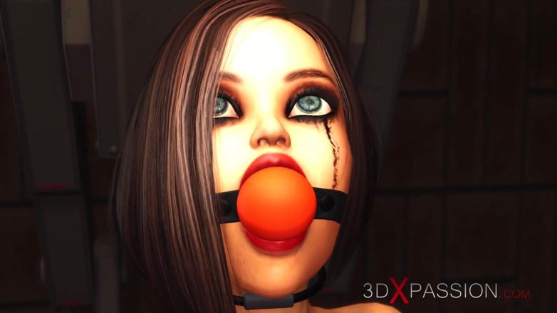 3dxpassion: Lesbian fuck in prison! Ball gagged young woman gets fucked...