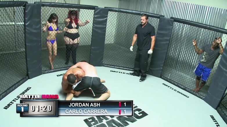 Get Your Fix: Brunette ring girl fucks the MMA winner with huge facial