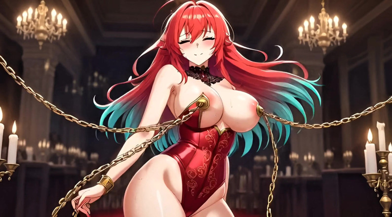 Stories&Anime: Rias Gremory Hentai Onsen Runway - Spectacol de jucării cu țâțe mari,...