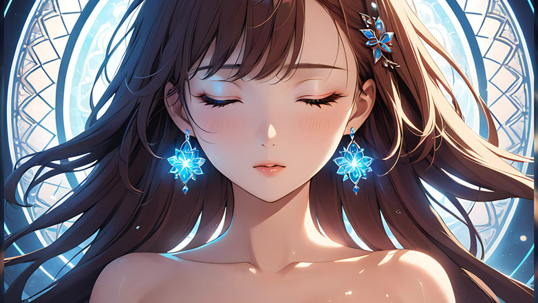 LustRender: Inre glöd: en vacker ung kvinna som utstrålar mjukt ljus