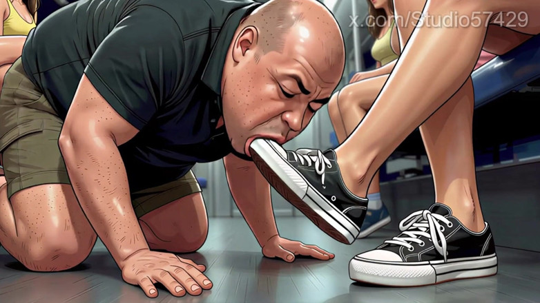 Studio 57429: Shoe Pervert Licks Women's Shoes on a Crowded Bus