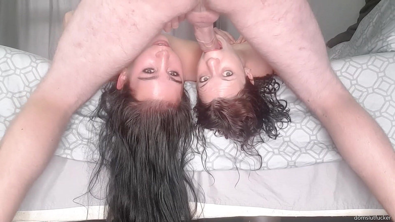 domslutfucker: Две шлюшки получают вверх ногами трах в рот с двумя ракурсами камеры.