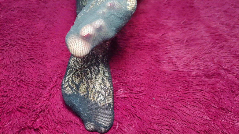 Queensofthefeet: Büyük balık ağı çorapları ve ağır buruşuk tabanlar