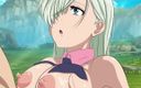 Hentai ZZZ: Seven Deadly Sins - Elizabeth Meliodas dă o masturbare cu țâțele