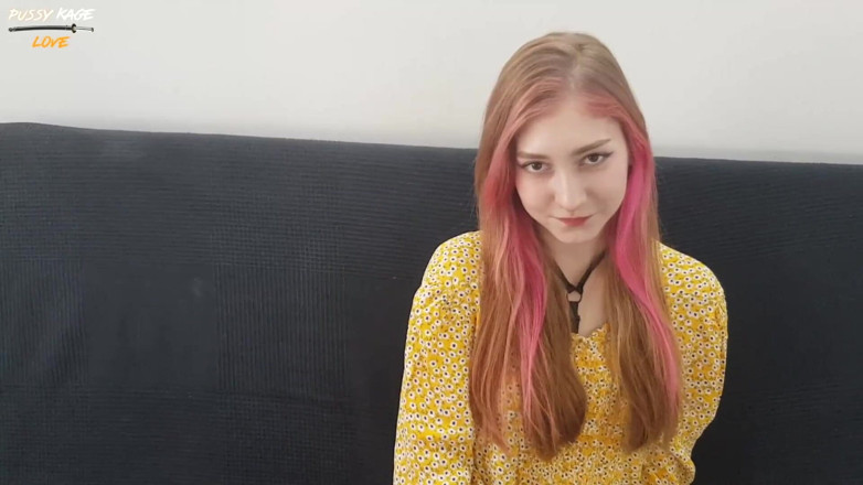 Your Naked Dream: Casting pink haired girl in jeans - hard mouth fuck