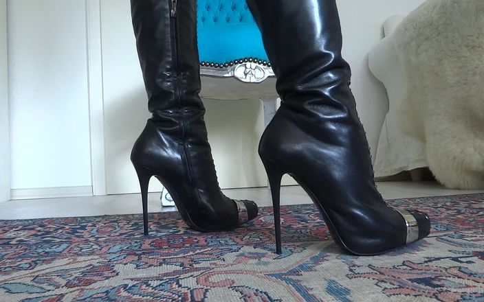 Lady Victoria Valente: Black designer stiletto high heel boots
