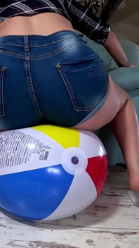 Beach Ball Pressure Play Barefoot Squeeze, Cameltoe & Thigh Crushing